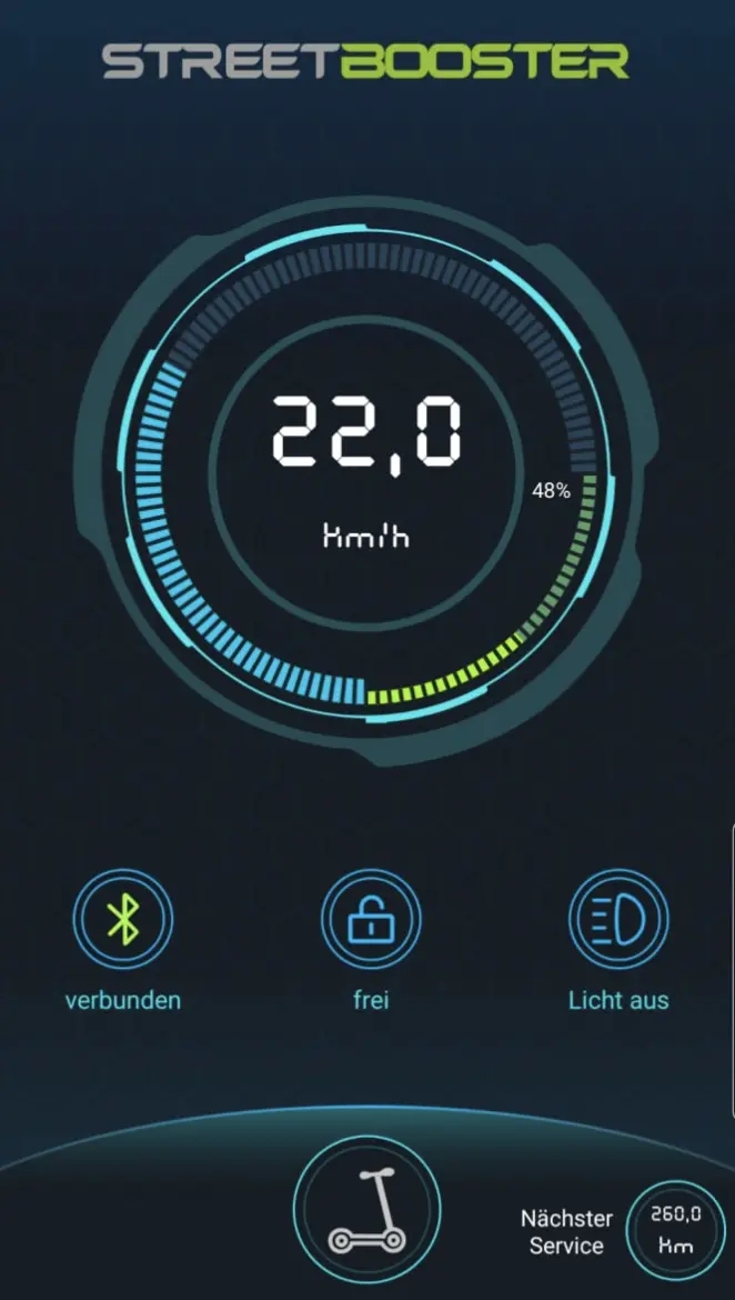 Screenshot der Höchstgeschwindigkeit in der App